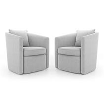 Kit 02 Poltronas Decorativas Sala de Estar Aimê Bouclê Cinza Claro - Desk Design Kit 02 Poltronas Decorativas Sala de Estar Aimê Bouclê Cinza Claro - Desk Design