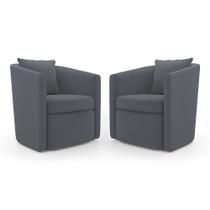 Kit 02 Poltronas Decorativas Sala de Estar Aimê Suede Cinza - Desk Design