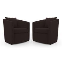 Kit 02 Poltronas Decorativas Sala de Estar Aimê Suede Marrom - Desk Design Kit 02 Poltronas Decorativas Sala de Estar Aimê Suede Marrom - Desk Design