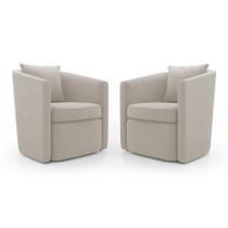 Kit 02 Poltronas Decorativas Sala de Estar Aimê Veludo Bege Claro - Desk Design Kit 02 Poltronas Decorativas Sala de Estar Aimê Veludo Bege Claro - Desk Design
