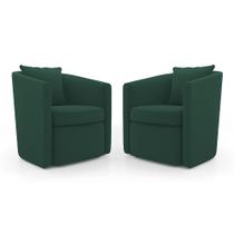 Kit 02 Poltronas Decorativas Sala de Estar Aimê Veludo Verde Escuro - Desk Design
