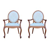 Kit 02 Poltronas Decorativas Sala de Estar Base Madeira Maciça Adrie Sarja Bege/Amêndoa Mel G36 - Gran Belo