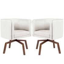 Kit 02 Poltronas Decorativas Sala de Estar Giratória Ka Nix Linho - Gran Belo Kit 02 Poltronas Decorativas Sala de Estar Giratória Ka Nix Linho - Gran Belo