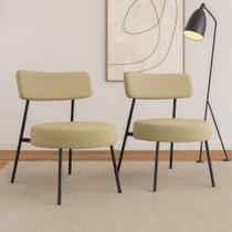 Kit 02 Poltronas Decorativas Sala De Estar Kobe Estofada Com Encosto Linho Bege - Abmaza Kit 02 Poltronas Decorativas Sala De Estar Kobe Estofada Com Encosto Linho Bege - Abmaza