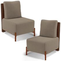 Kit 02 Poltronas Decorativas Sala de Estar Living Hungria L02 material sintético Marrom Bouclê Bege - Lyam Kit 02 Poltronas Decorativas Sala de Estar Living Hungria L02 material sintético Marrom Bouclê Bege - Lyam