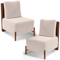 Kit 02 Poltronas Decorativas Sala De Estar Living Hungria L02 material sintético Marrom Suede Bege Kit 02 Poltronas Decorativas Sala De Estar Living Hungria L02 material sintético Marrom Suede Bege