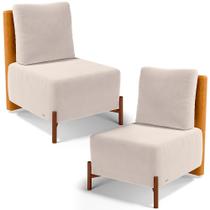Kit 02 Poltronas Decorativas Sala de Estar Living Hungria L02 material sintético Whisky Suede Bege - Lyam Kit 02 Poltronas Decorativas Sala de Estar Living Hungria L02 material sintético Whisky Suede Bege - Lyam