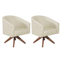 Kit 02 Poltronas Decorativas Sala de Estar Recepção Luiza Base Giratória de Madeira Suede - Amarena Móveis