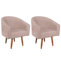 Kit 02 Poltronas Decorativas Sala de Estar Recepção Luiza Pés Palito Suede - ADJ Decor