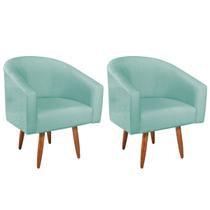 Kit 02 Poltronas Decorativas Sala de Estar Recepcao Luiza Pes Palito Suede - Amarena Moveis