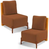 Kit 02 Poltronas Decorativas Sala Estar Living Hungria L02 material sintético Whisky Bouclê Terracota - Lyam Kit 02 Poltronas Decorativas Sala Estar Living Hungria L02 material sintético Whisky Bouclê Terracota - Lyam