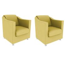 Kit 02 Poltronas Decorativas Tilla Suede Amarelo