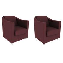 Kit 02 Poltronas Decorativas Tilla Suede Marsala