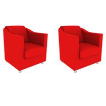 Kit 02 Poltronas Decorativas Tilla Suede Vermelho