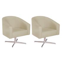 Kit 02 Poltronas DecorativasSala de Estar Recepção Luiza Base Giratória de Metal Suede - Doce Sonho Móveis