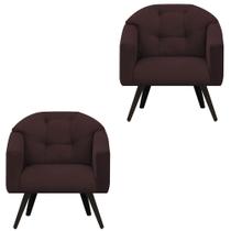 Kit 02 Poltronas Estrela Premium Suede Marrom - Meu Lar Decorações