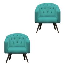 kit 02 Poltronas Estrela Retrô Suede Azul Turquesa - Meu Lar Decorações