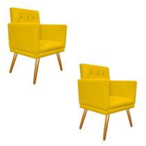 kit 02 Poltronas Fernanda Palito Mel Corano Amarelo - DAMAFFÊ MÓVEIS