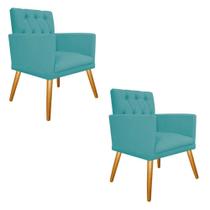 kit 02 Poltronas Fernanda Palito Mel Suede Azul Turquesa - DAMAFFÊ MÓVEIS