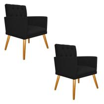 kit 02 Poltronas Fernanda Palito Mel Suede Preto - DAMAFFÊ MÓVEIS