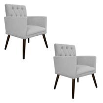 kit 02 Poltronas Fernanda Palito Tabaco Suede Cinza - KDAcanto Móveis