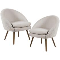 Kit 02 Poltronas Fixa Pés Palito Tressê Linho Bege C-107 Kit 02 Poltronas Fixa Pés Palito Tressê Linho Bege C-107