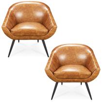 Kit 02 Poltronas Giovana Corano Nozes Pés Palito De Ferro