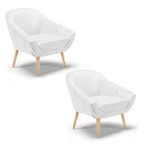 Kit 02 Poltronas Giovana material sintético Branco Natural Kit 02 Poltronas Giovana material sintético Branco Natural