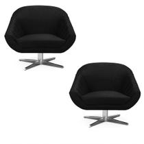 Kit 02 Poltronas Giovana Suede Preto