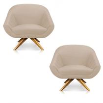 Kit 02 Poltronas Giovana Suede Rosa Bebê