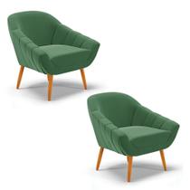 Kit 02 Poltronas Giovana Veludo Pés Palito Castanho D03 - D'Rossi