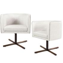 Kit 02 Poltronas Giratória Base X Betina D02 Creme A-48