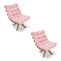 Kit 02 Poltronas Giratória Costela Suede Rosa Bebê Kit 02 Poltronas Giratória Costela Suede Rosa Bebê