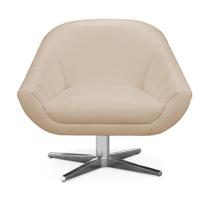 Kit 02 Poltronas Giratória Giovana material sintético Bege Base Cromada Kit 02 Poltronas Giratória Giovana material sintético Bege Base Cromada