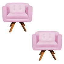 Kit 02 Poltronas Giratória Julia Rosa Bebê