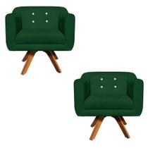 Kit 02 Poltronas Giratória Julia Suede Verde com Strass Base Madeira MM30 D01 - D'Rossi Kit 02 Poltronas Giratória Julia Suede Verde com Strass Base Madeira MM30 D01 - D'Rossi