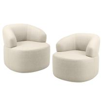 Kit 02 Poltronas Giratória Orgânica Para Sala de Estar Living Helena L02 Facto Pérola Metalizado - Lyam Decor Kit 02 Poltronas Giratória Orgânica Para Sala de Estar Living Helena L02 Facto Pérola Metalizado - Lyam Decor