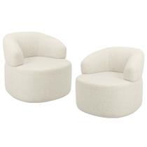 Kit 02 Poltronas Giratória Orgânica Para Sala de Estar Living Helena L02 Linho Champagne - Lyam Decor Kit 02 Poltronas Giratória Orgânica Para Sala de Estar Living Helena L02 Linho Champagne - Lyam Decor