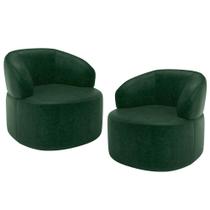 Kit 02 Poltronas Giratória Orgânica Para Sala de Estar Living Helena L02 material sintético Verde - Lyam Decor Kit 02 Poltronas Giratória Orgânica Para Sala de Estar Living Helena L02 material sintético Verde - Lyam Decor