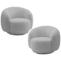 Kit 02 Poltronas Giratória Orgânica Para Sala Living Elodie M05 Bouclê Cinza - Lyam Decor Kit 02 Poltronas Giratória Orgânica Para Sala Living Elodie M05 Bouclê Cinza - Lyam Decor