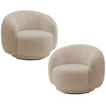 Kit 02 Poltronas Giratória Orgânica Para Sala Living Elodie M05 Bouclê Creme - Lyam Decor Kit 02 Poltronas Giratória Orgânica Para Sala Living Elodie M05 Bouclê Creme - Lyam Decor