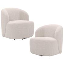 Kit 02 Poltronas Giratória Orgânica Para Sala Living Heidy F04 Bouclê Bege - Lyam Decor Kit 02 Poltronas Giratória Orgânica Para Sala Living Heidy F04 Bouclê Bege - Lyam Decor