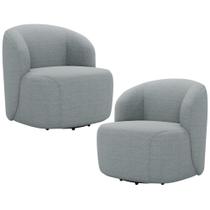 Kit 02 Poltronas Giratória Orgânica Para Sala Living Heidy F04 Linho Cinza - Lyam Decor Kit 02 Poltronas Giratória Orgânica Para Sala Living Heidy F04 Linho Cinza - Lyam Decor