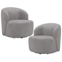 Kit 02 Poltronas Giratória Orgânica Para Sala Living Heidy F04 Veludo Cinza - Lyam Decor Kit 02 Poltronas Giratória Orgânica Para Sala Living Heidy F04 Veludo Cinza - Lyam Decor