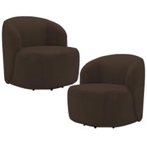 Kit 02 Poltronas Giratória Orgânica Para Sala Living Heidy F04 Veludo Marrom - Lyam Decor Kit 02 Poltronas Giratória Orgânica Para Sala Living Heidy F04 Veludo Marrom - Lyam Decor