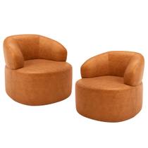 Kit 02 Poltronas Giratória Orgânica Para Sala Living Helena L02 material sintético Canela - Lyam Decor Kit 02 Poltronas Giratória Orgânica Para Sala Living Helena L02 material sintético Canela - Lyam Decor