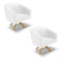 Kit 02 Poltronas Giratória Stella material sintético Branco