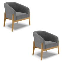 Kit 02 Poltronas Grafite A26 Base Madeira Castanho Kit 02 Poltronas Grafite A26 Base Madeira Castanho