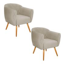 Kit 02 Poltronas Grazi Palito Mel Suede Bege