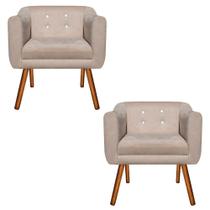 Kit 02 Poltronas Julia Suede Bege Com Strass Pés Palito Kit 02 Poltronas Julia Suede Bege Com Strass Pés Palito